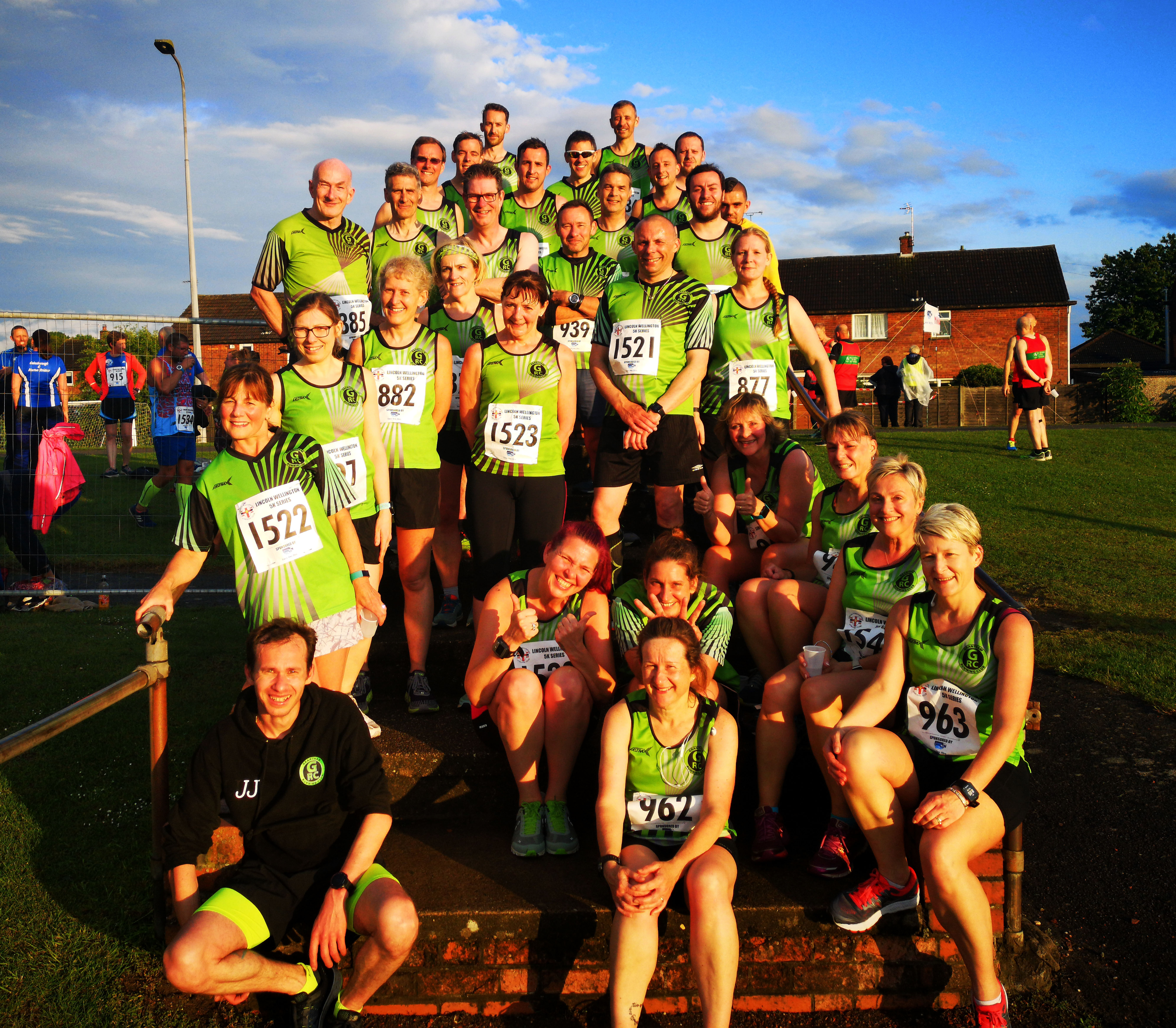 An amazing GRC turnout for a 5K race, enjoying the late evening sunshine after the downpours of earlier!